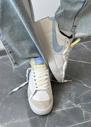 Кроссовки nike blazer low white blue2 фото