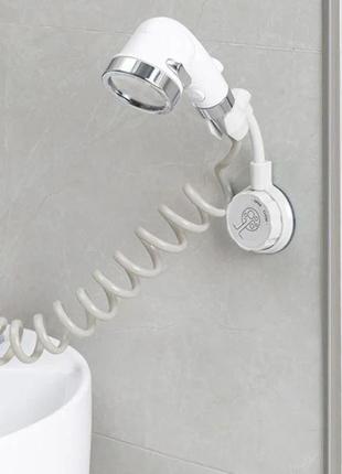 Регульований тримач (фіксатор) для душу на присоску. білий