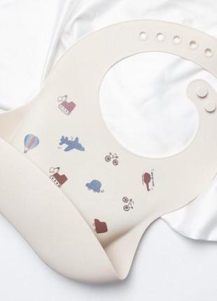 Силіконовий нагрудник кишенька "динозаврики"