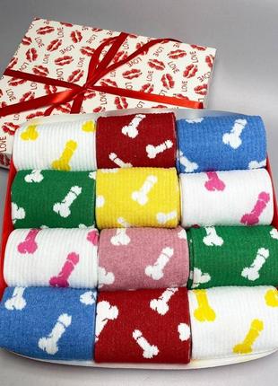 Подарочный набор женских носков на 12 пар 36-41 р качественные с необычным принтом повседневные и прикольные2 фото