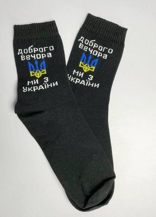 Подарунковий набір чоловічих демісезонних однотонних шкарпеток з українською символікою 40-45 на 5 пар для чоловіків км2 фото