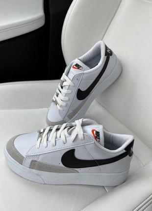 Кроссовки nike blazer low white black (высокая подошва)