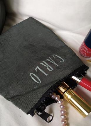 Мила маленька вінтажна тканинна сумка шоппер з гаманцем carlo, жатка, болотний хакі7 фото