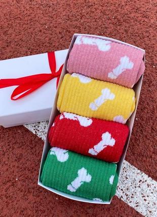 Комплект мужских носков длинных весна-осень хорошего качества с приколом 4 пары 40-45 в подарочной коробке км3 фото