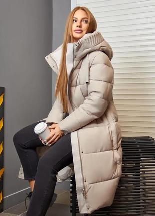 Жіноча зимова куртка світла довга жіноча зимова куртка2 фото