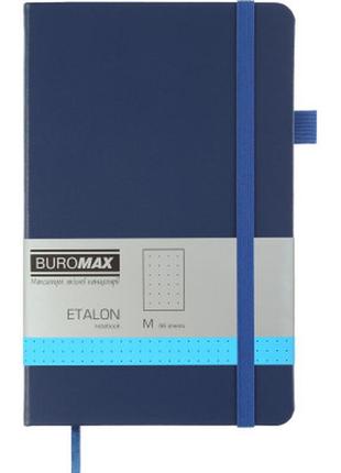 Нотатник buromax etalon 125x195 мм 96 аркушів у крапку обкладинка зі штучної шкіри синій (bm.291360-02)