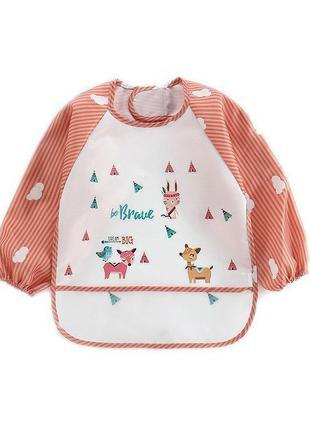 Нагрудник з рукавами та кишенькою "тварини" фартушок для прикорму