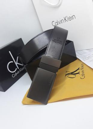 Мужской брендовый ремень черный коричневый двухсторонний подарочная упаковка5 фото