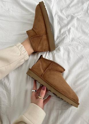 Женские угги ugg classic ultra mini caramel ультра мини2 фото