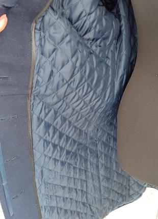 Зимнее шерстяное утепленное синее пальто с натуральным мехом туречна8 фото