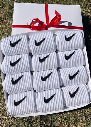 Набор женских высоких демисезонных спортивных брендовых модных носков с логотипом nike 36-41 12 пар km