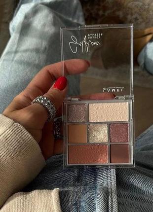 Блискучі нюдові тіні lamel 401 палетка тіней нюд коричневі бежеві матові шимерні