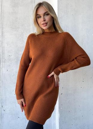 Коричневий кашеміровий светр-туніка