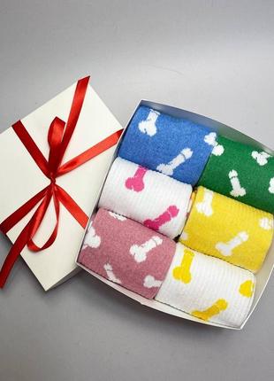 Оригінальний подарунковий бокс чоловічих шкарпеток 40-45 р на 6 пар бавовняні та кольорові, прикольні та повсякденні6 фото