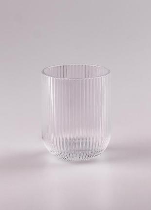 Склянка для напоїв фігурна прозора ребриста з товстого скла набір 6 шт1 фото