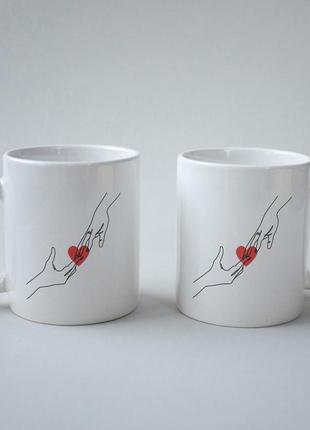 Кружка керамическая белая с милым романтическим рисунком сердечко 330 мл, подарочная чашка для кофе чая км5 фото