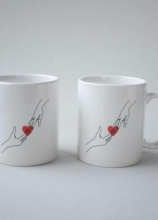 Кружка керамическая белая с милым романтическим рисунком сердечко 330 мл, подарочная чашка для кофе чая км3 фото