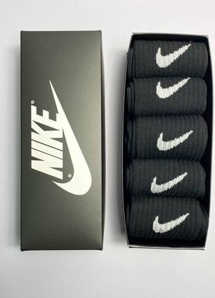 Набор носков женских высоких хлопковых фирменных nike 36-41 5 пар в крутой прикольной качественной коробке км
