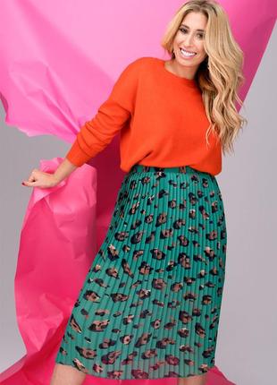 Стильная брендовая плиссированная юбка "primark" с леопардовым принтом. размер uk18/eur46.5 фото