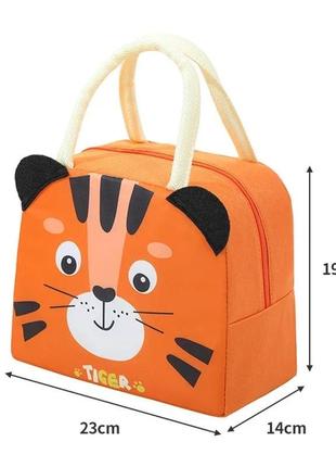 Сумка для обедов детская оранжевая котик. сумка холодильник ланч бокс детский2 фото