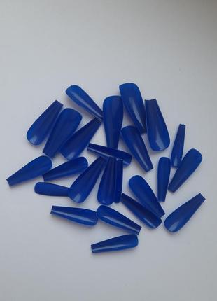 Ногти накладные синие матовые, набор накладных ногтей 24 шт4 фото