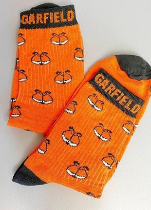 Женские носки высокие хлопковые весна-осень оранжевые с мультяшным героем garfield 1 пара 36-41 для женщин км4 фото