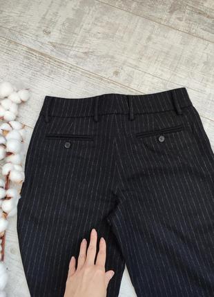 Теплые прямые брюки шерсть и кашемир черные в полоску cambio5 фото