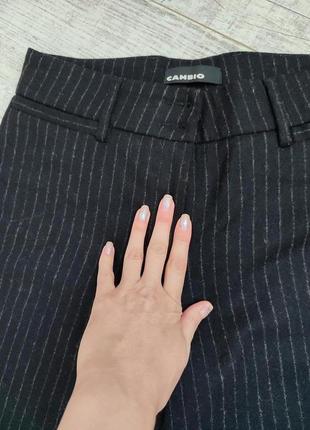 Теплые прямые брюки шерсть и кашемир черные в полоску cambio6 фото