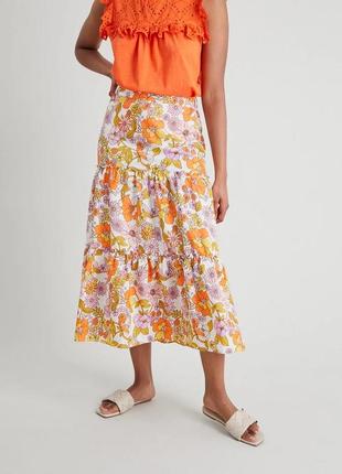 Новая брендовая длинная юбка "tu" в цветочек. размер uk16.6 фото