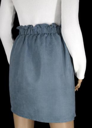 Брендовая юбка под замшу "divided h&m" сизого цвета. размер eur40.5 фото