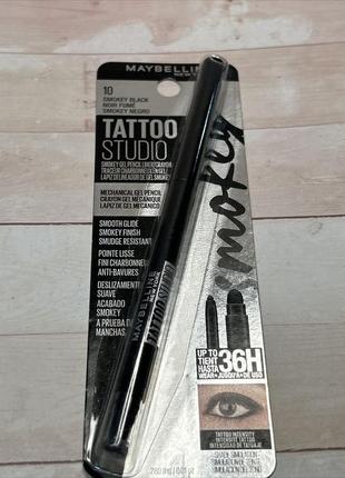 Олівець maybelline tattoostudio liner black gel pencil waterproof smokey black 101 фото