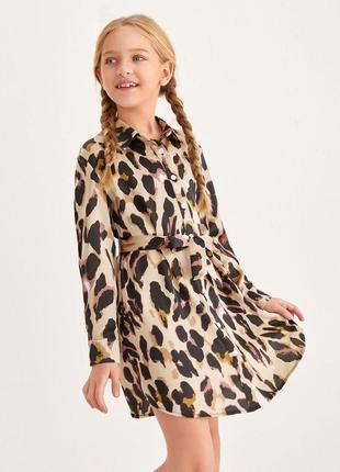 Платье рубашка атласная в леопардовый принт (без пояса)
