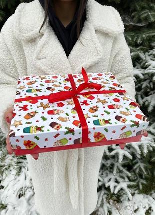 Подарункова святкова коробка чоловічих зимових теплих шкарпеток 9 пар 41-45 на зиму для чоловіків км2 фото