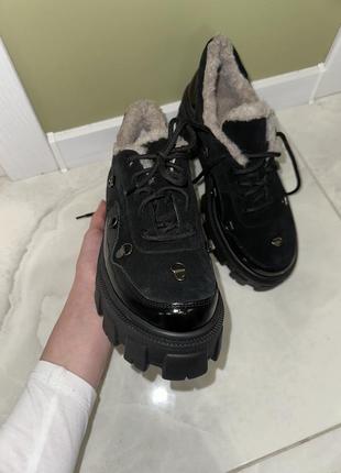 Натуральная замша лак замшевые зимние сапоги ботинки обуви сапожки8 фото