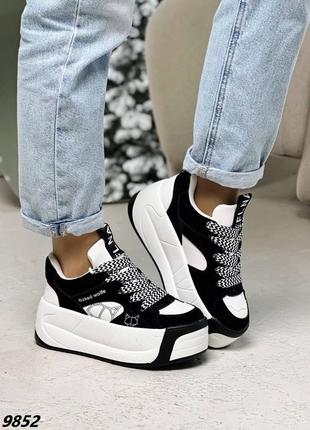 Жіночі трендові кеди на високій підошві, чорні кеди на платформі