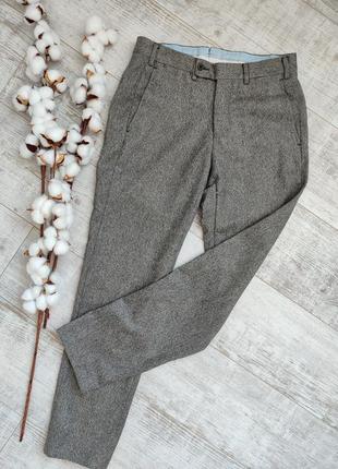 Зауженные теплые шерстяные брюки серо бежевых отодков vigano имталия1 фото