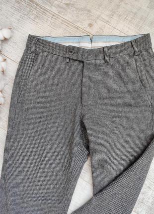 Зауженные теплые шерстяные брюки в гусиную лапку vigano италия5 фото