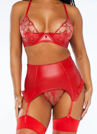 Глянцевая юбка с подвязками женская savage x fenty by rihanna красный (li2250528 red (eu(s))2 фото