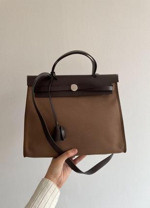 Сумка hermes herbag zip 31 bag chocolate