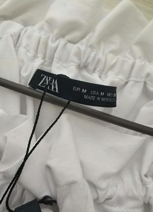 Zara стильный белый топ кроп top crop рюши воланы резинка бренд zara зара, р.м6 фото