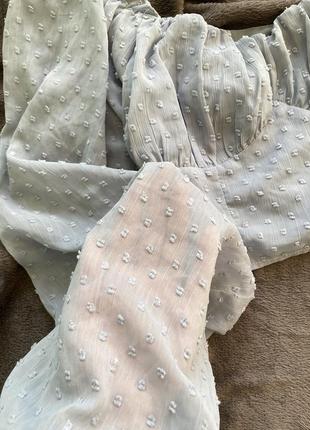 Блузка блуза топ бюстье корсет с рюшами в корсетном стиле с чашками с объёмными рукавами буфами фонариками в горошек3 фото