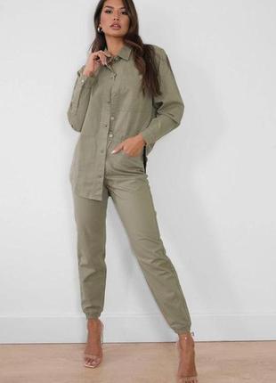 Джинсовая рубашка женская missguided хаки (g1807802 khaki (36))3 фото