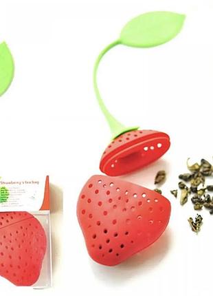 Ситечко для заваривания чая tea strainer "клубника", силиконовое, красное
