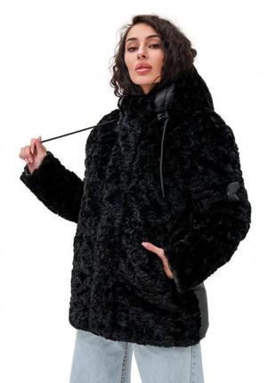 Пуховик женский удлиненный, с капюшоном, эко мех, куртка зимняя, черный2 фото