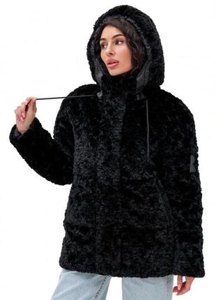 Пуховик женский удлиненный, с капюшоном, эко мех, куртка зимняя, черный3 фото