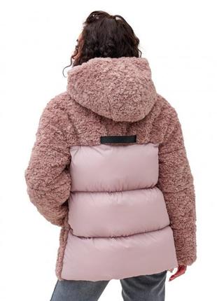 Пуховик женский удлиненный, с капюшоном, эко мех, куртка зимняя, пудра5 фото