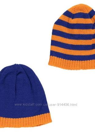 Набор детских шапок 2 шт. tick tock оранжевая, синяя, в полоску1 фото
