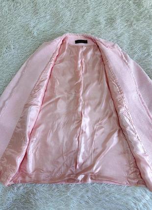 Нежное розовое твидовое пальто-пиджак zara5 фото