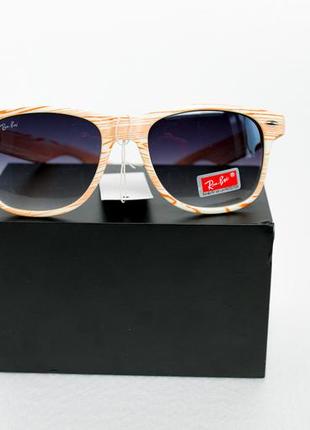 Очки солнцезащитные ray ban wayfarer   с текстурой дерева, очки унисекс2 фото