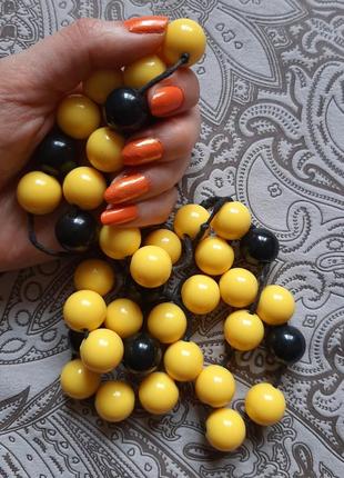 Намиста великі довге намисто куля жовтий черн біжу пластик стильний аксесуар намистин